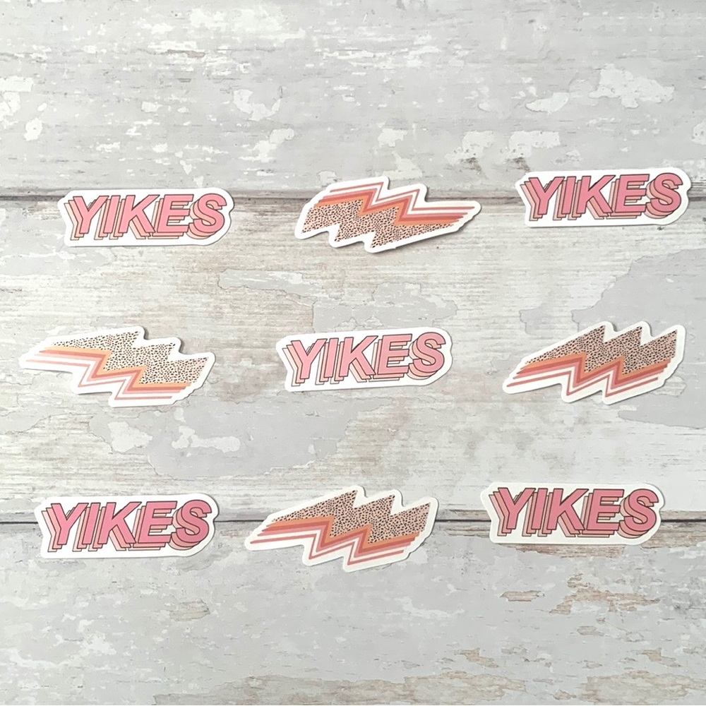 Yikes Lightning Bolt Pink Orange Sticker Bundle Set  Urban Outfitters NEW
